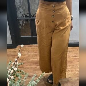 Zara Tan Wide‎ Leg Button Pants